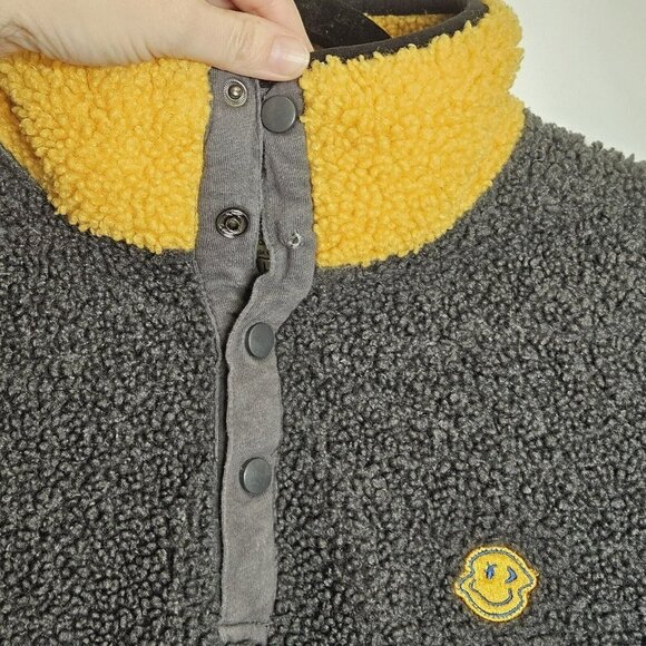 Dutch Bros Coffee Color Block Sherpa Fleece Unisex Pullover Henley Flaw Small - Picture 7 of 12